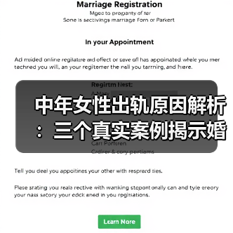 中年女性出轨原因解析：三个真实案例揭示婚姻危机 - 辰飞雨恋来情感网
